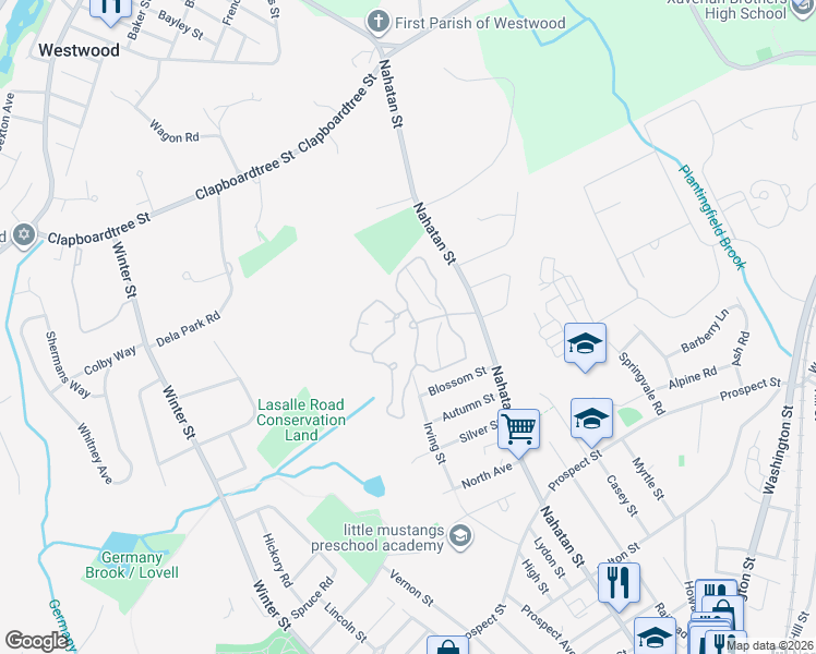 map of restaurants, bars, coffee shops, grocery stores, and more near 5 Norwest Drive in Norwood