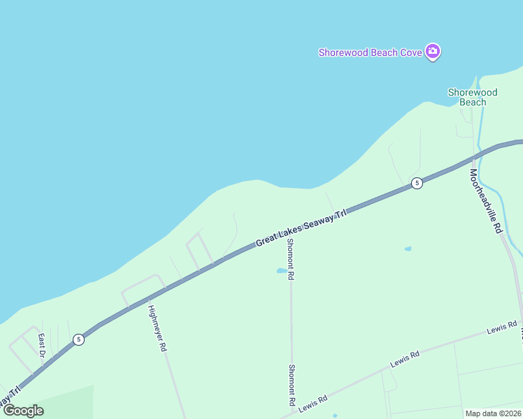 map of restaurants, bars, coffee shops, grocery stores, and more near 8510 East Lake Road in Erie