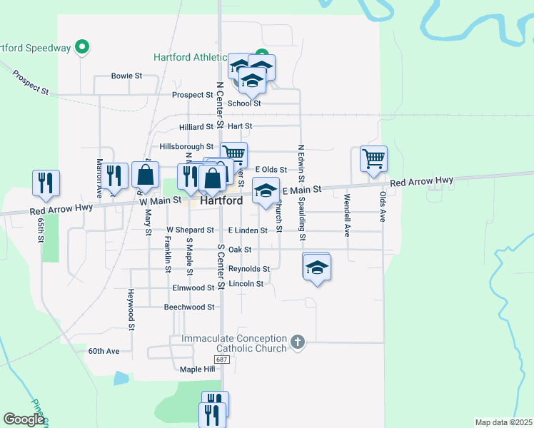map of restaurants, bars, coffee shops, grocery stores, and more near 15 South East Street in Hartford
