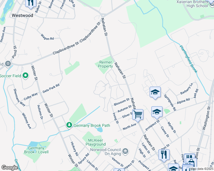 map of restaurants, bars, coffee shops, grocery stores, and more near 1000 Norwest Drive in Norwood