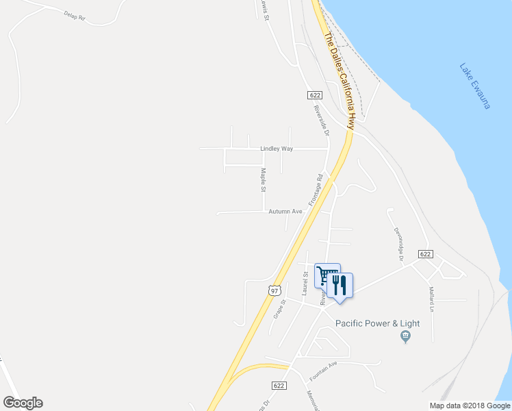 map of restaurants, bars, coffee shops, grocery stores, and more near 1164 Maple Street in Klamath Falls