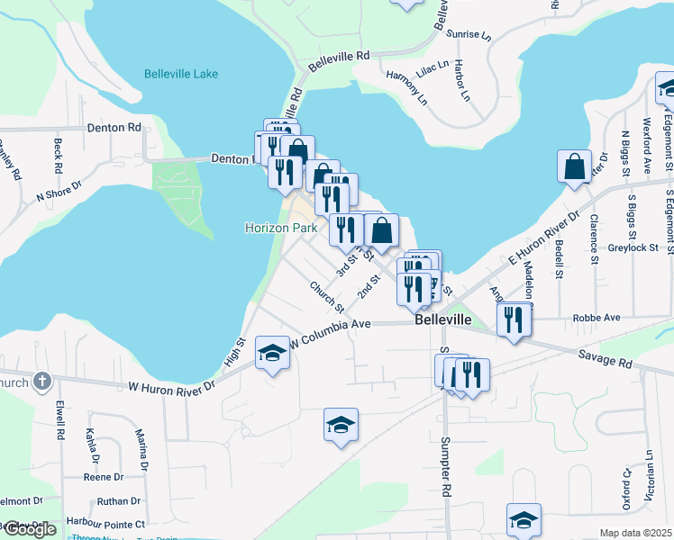 map of restaurants, bars, coffee shops, grocery stores, and more near 281 Charles Street in Belleville