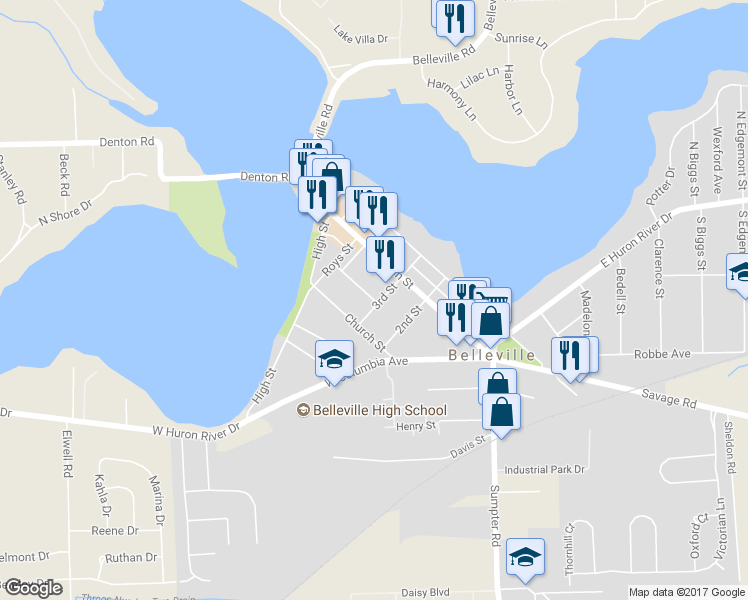 map of restaurants, bars, coffee shops, grocery stores, and more near 283 Charles Street in Belleville