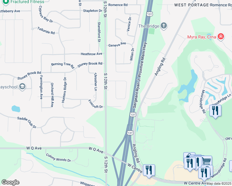 map of restaurants, bars, coffee shops, grocery stores, and more near 4737 Norfolk Circle in Portage