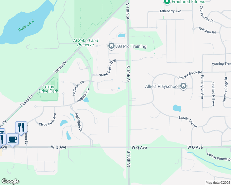 map of restaurants, bars, coffee shops, grocery stores, and more near 6104 Falabella Circle in Kalamazoo