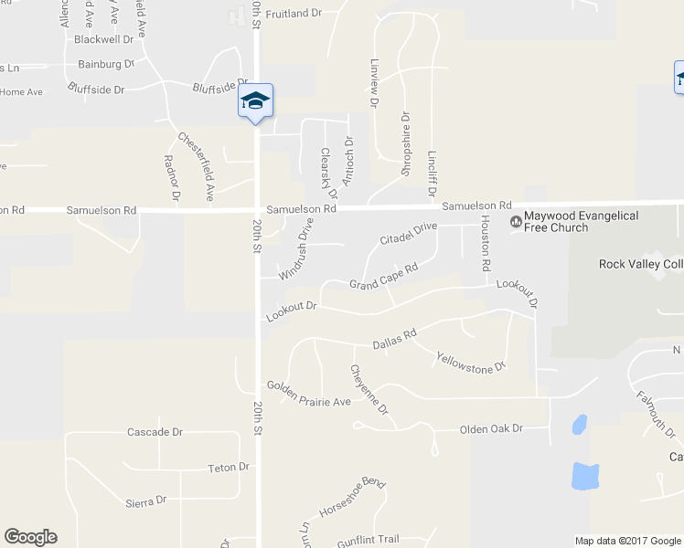 map of restaurants, bars, coffee shops, grocery stores, and more near 5131 Grand Cape Road in Rockford