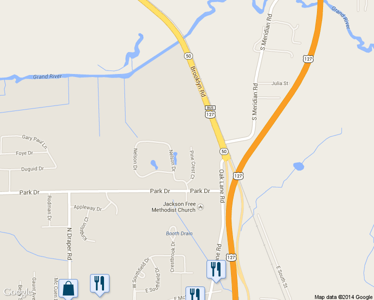 map of restaurants, bars, coffee shops, grocery stores, and more near 3920 Pine Crest Court in Jackson