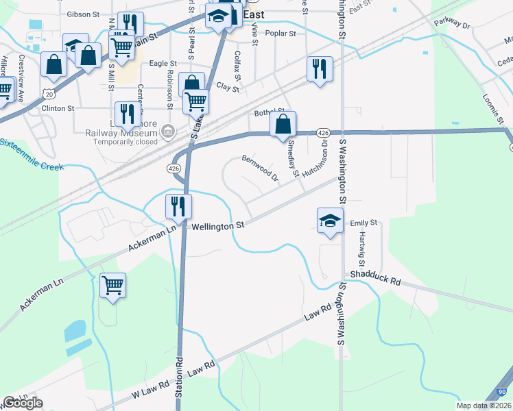 map of restaurants, bars, coffee shops, grocery stores, and more near 57 Hutchinson Dr in North East