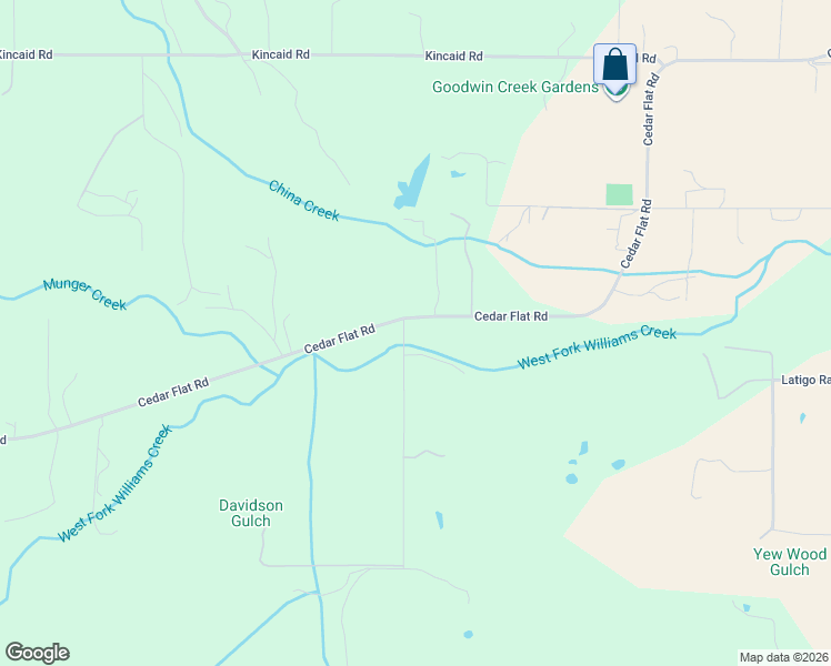 map of restaurants, bars, coffee shops, grocery stores, and more near 1715 Cedar Flat Road in Williams