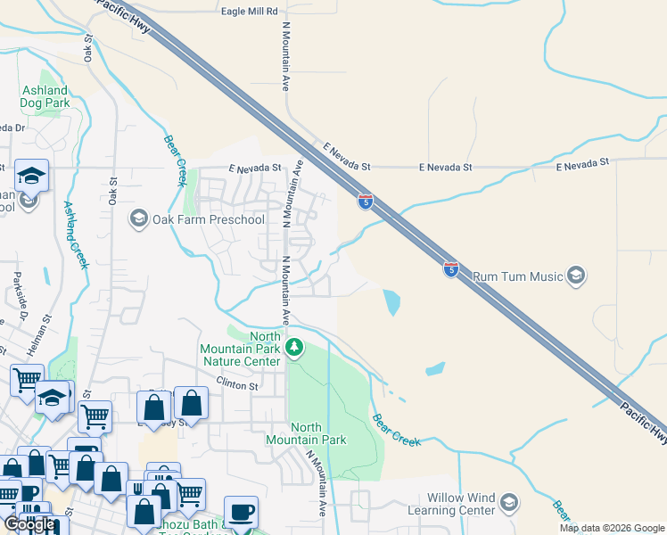 map of restaurants, bars, coffee shops, grocery stores, and more near 810 Creek Stone Way in Ashland