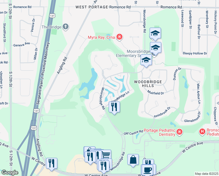 map of restaurants, bars, coffee shops, grocery stores, and more near 3702 Tartan Circle in Portage