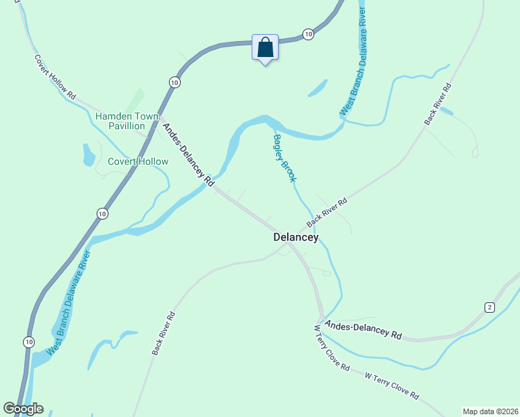map of restaurants, bars, coffee shops, grocery stores, and more near 471 County Highway 2 in DeLancey