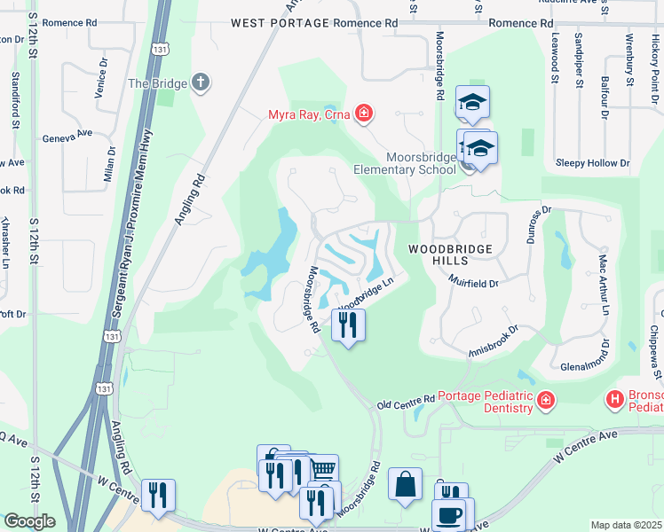 map of restaurants, bars, coffee shops, grocery stores, and more near 3702 Tartan Circle in Portage