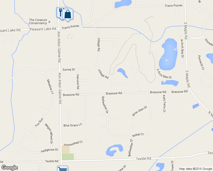 map of restaurants, bars, coffee shops, grocery stores, and more near 3072 Grove Court in Saline