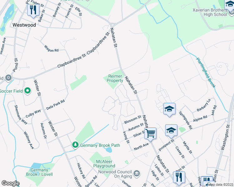 map of restaurants, bars, coffee shops, grocery stores, and more near 1000 Norwest Drive in Norwood