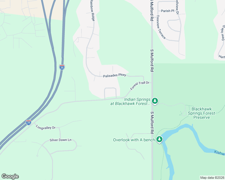 map of restaurants, bars, coffee shops, grocery stores, and more near 5711 North Forest Trail in Rockford