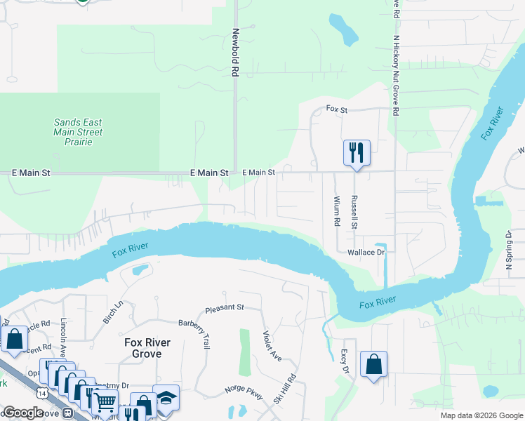 map of restaurants, bars, coffee shops, grocery stores, and more near 8413 Abbott Lane in Cary