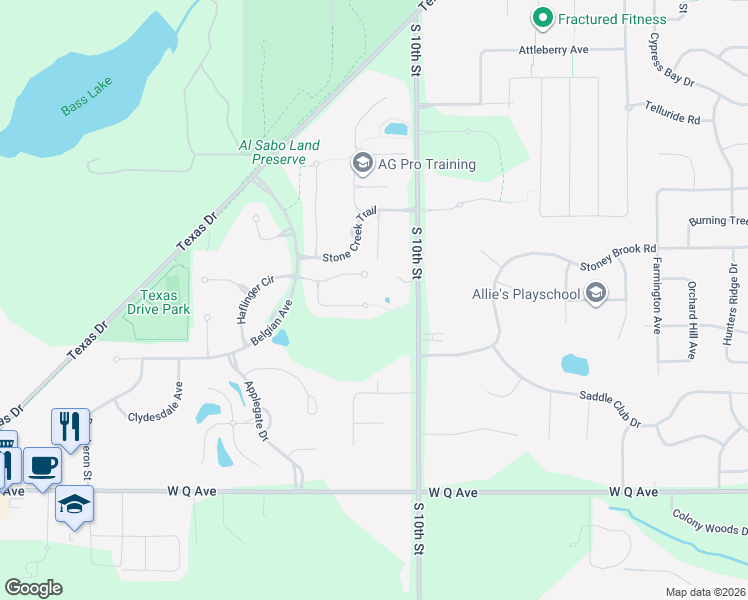 map of restaurants, bars, coffee shops, grocery stores, and more near 6104 Falabella Circle in Kalamazoo