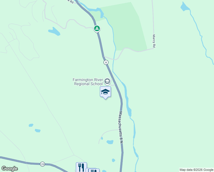 map of restaurants, bars, coffee shops, grocery stores, and more near 591-611 Massachusetts 8 North in Otis
