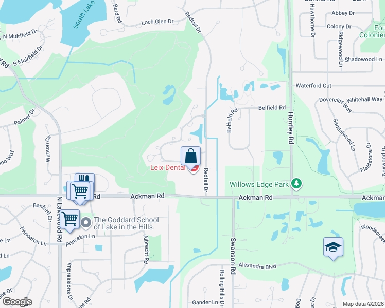 map of restaurants, bars, coffee shops, grocery stores, and more near 9020 Falcon Greens Drive in Village of Lakewood
