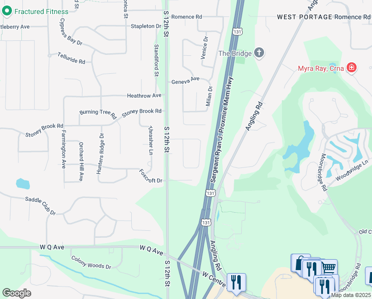 map of restaurants, bars, coffee shops, grocery stores, and more near 4717 Norfolk Circle in Portage