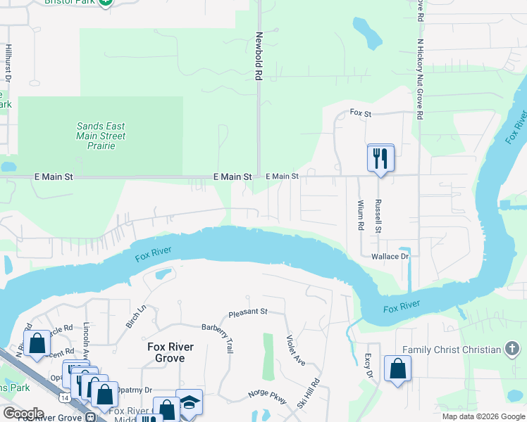 map of restaurants, bars, coffee shops, grocery stores, and more near 8411 Chestnut Lane in Cary