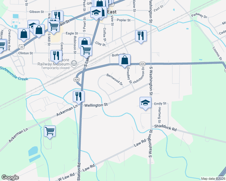 map of restaurants, bars, coffee shops, grocery stores, and more near 57-61 Hutchinson Dr in North East