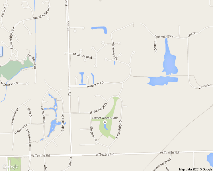 map of restaurants, bars, coffee shops, grocery stores, and more near 1435 Waterways Drive in Ann Arbor