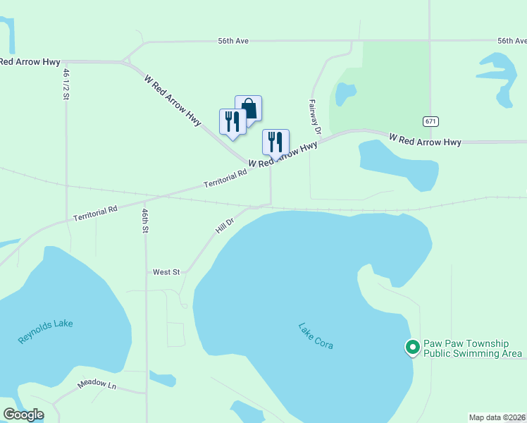map of restaurants, bars, coffee shops, grocery stores, and more near 58029 Hill Drive in Lawrence