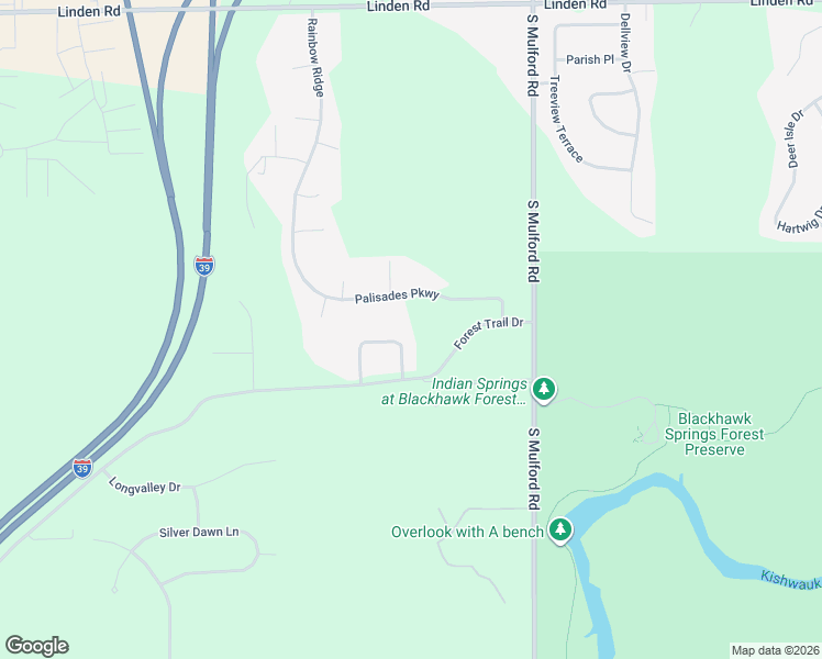 map of restaurants, bars, coffee shops, grocery stores, and more near 5711 North Forest Trail in Rockford