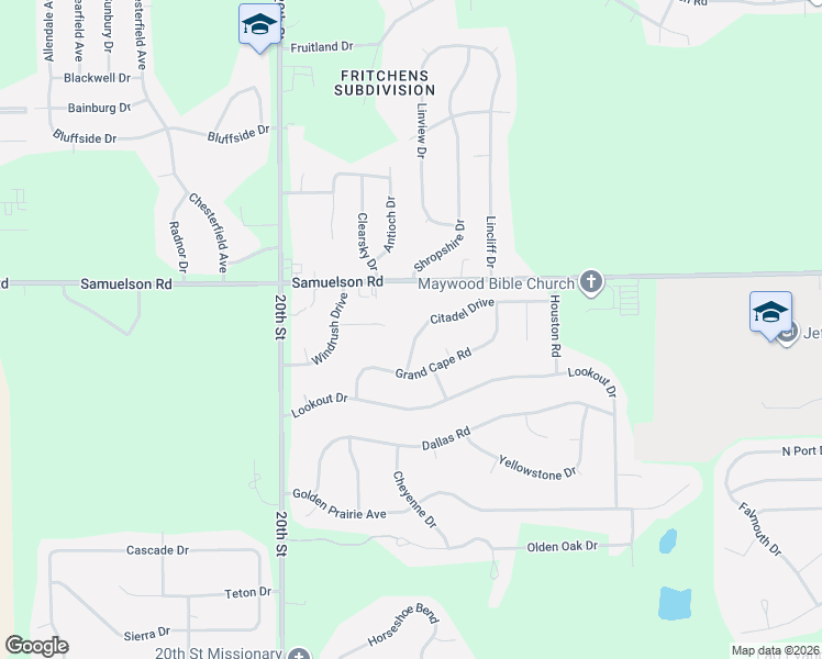 map of restaurants, bars, coffee shops, grocery stores, and more near 3215 Citadel Drive in Rockford