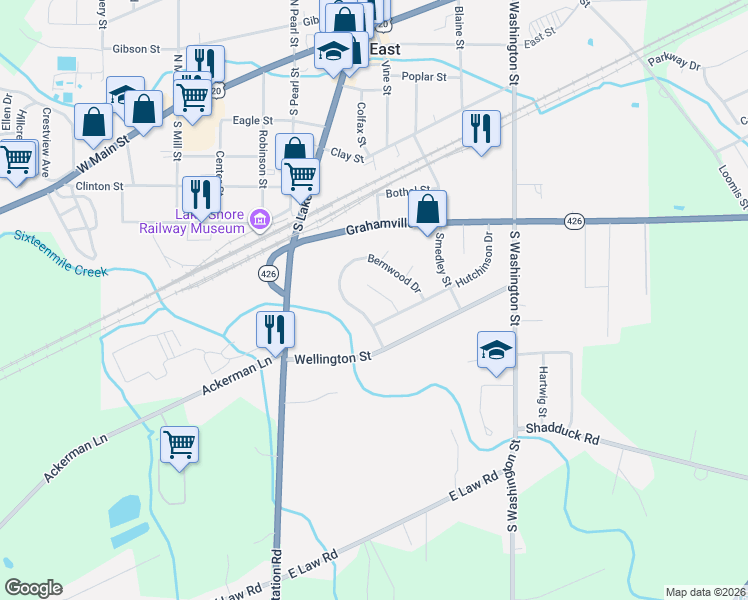 map of restaurants, bars, coffee shops, grocery stores, and more near 57-61 Hutchinson Dr in North East