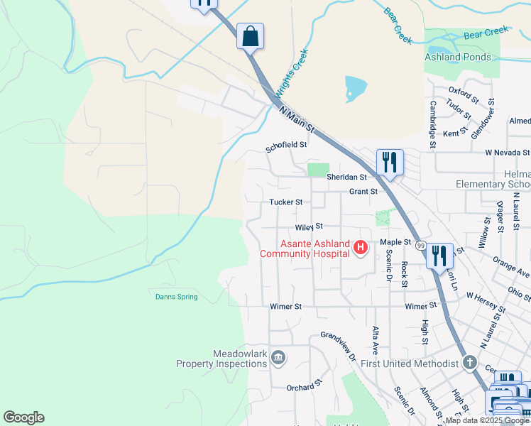 map of restaurants, bars, coffee shops, grocery stores, and more near 491 Tucker Street in Ashland