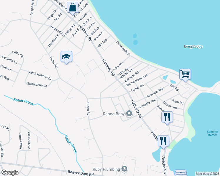 map of restaurants, bars, coffee shops, grocery stores, and more near 35 Lois Ann Court in Scituate