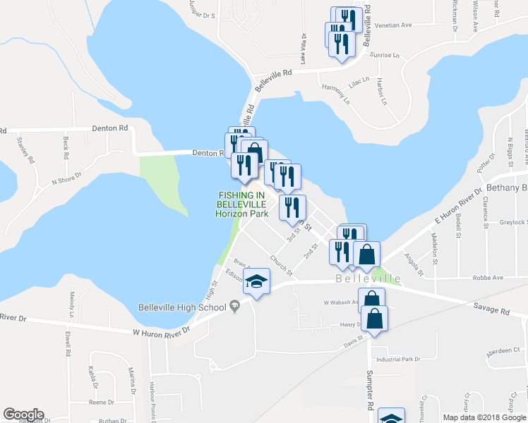 map of restaurants, bars, coffee shops, grocery stores, and more near 405 Main Street in Belleville