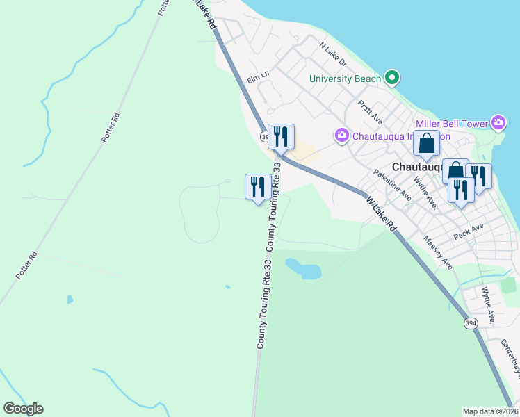 map of restaurants, bars, coffee shops, grocery stores, and more near 4717 Chautauqua-Stedman Road in Mayville