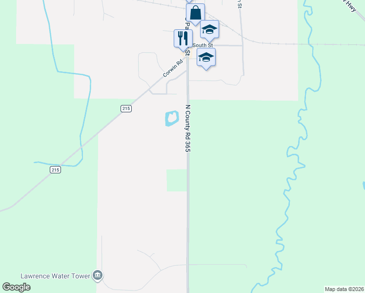 map of restaurants, bars, coffee shops, grocery stores, and more near 3050 Crandall Parkway in Lawrence