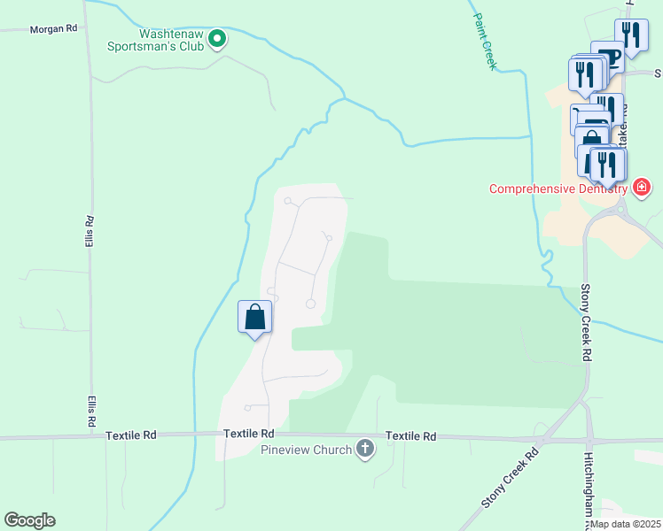 map of restaurants, bars, coffee shops, grocery stores, and more near 5540 North Eagle Court in Ypsilanti