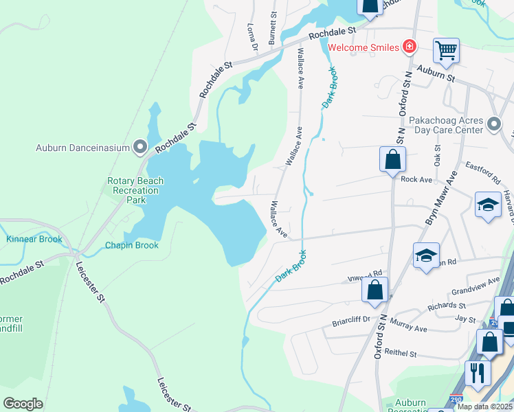 map of restaurants, bars, coffee shops, grocery stores, and more near 11 Bylund Avenue in Auburn