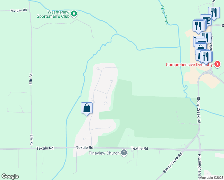 map of restaurants, bars, coffee shops, grocery stores, and more near 5540 North Eagle Court in Ypsilanti