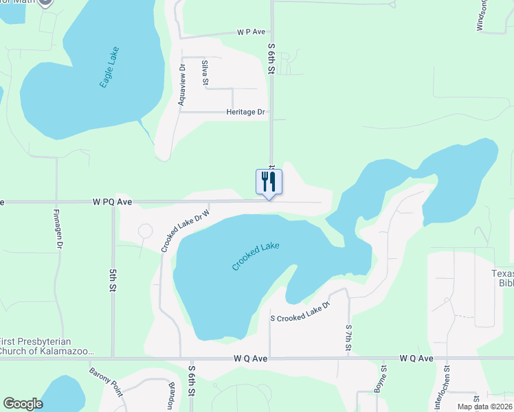 map of restaurants, bars, coffee shops, grocery stores, and more near 8013 West P Q Avenue in Kalamazoo