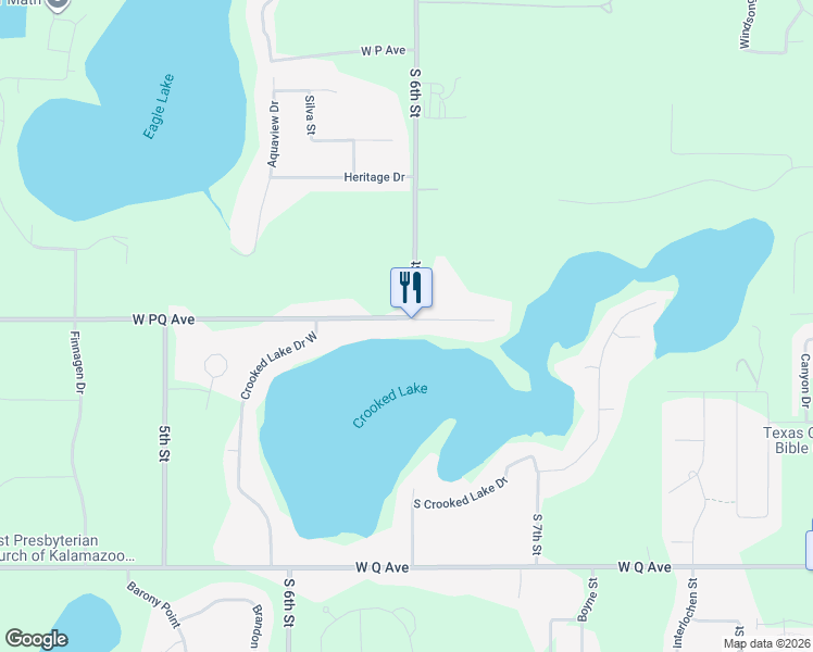 map of restaurants, bars, coffee shops, grocery stores, and more near 8013 West P Q Avenue in Kalamazoo
