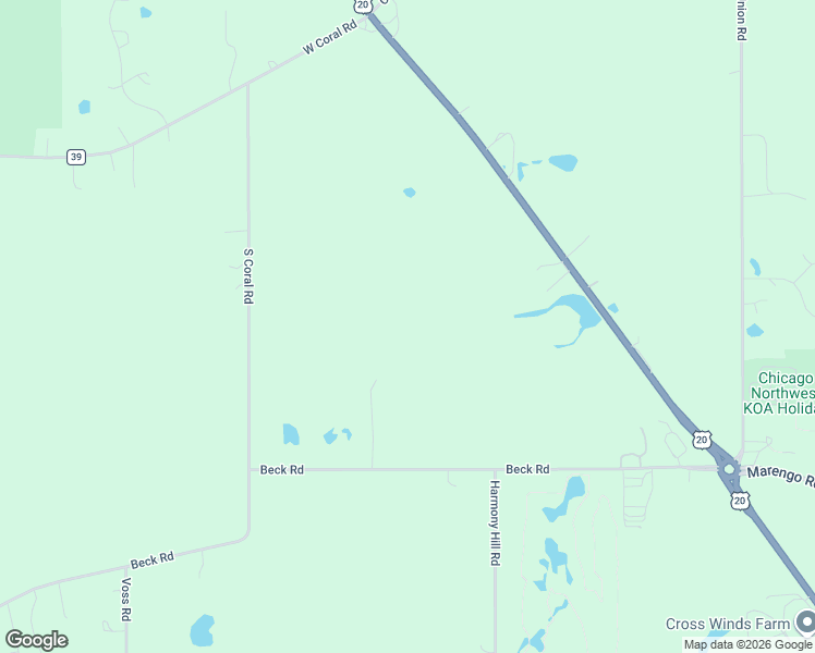 map of restaurants, bars, coffee shops, grocery stores, and more near 18806 Beck Road in Marengo