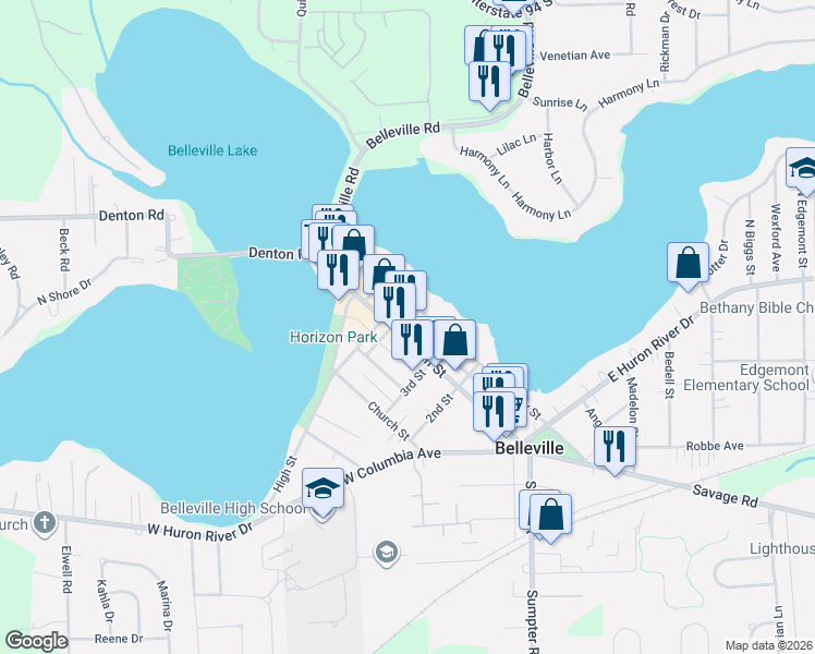 map of restaurants, bars, coffee shops, grocery stores, and more near 48 4th Street in Belleville