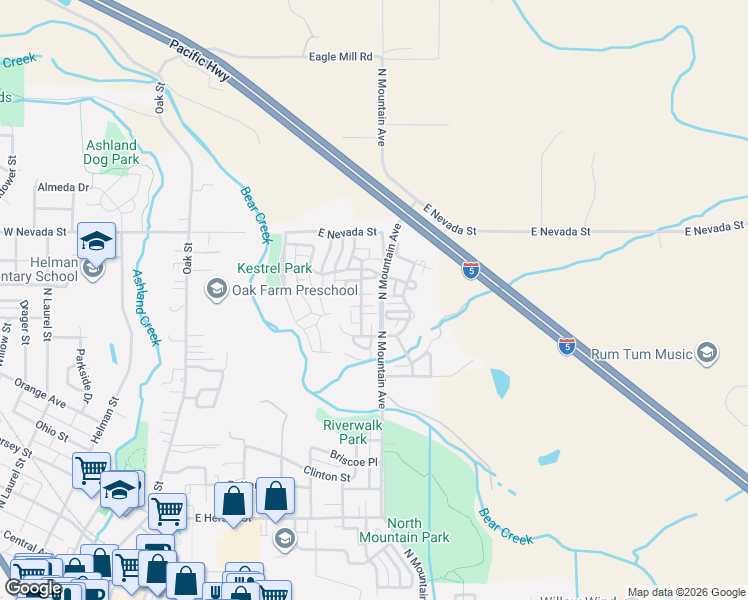 map of restaurants, bars, coffee shops, grocery stores, and more near 614 Fair Oaks Court in Ashland