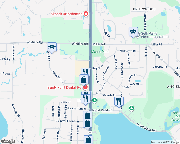 map of restaurants, bars, coffee shops, grocery stores, and more near 675 North Rand Road in Lake Zurich