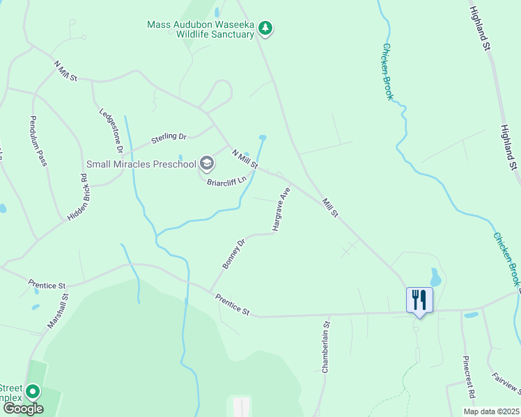 map of restaurants, bars, coffee shops, grocery stores, and more near 20 Kathryn Lane in Holliston