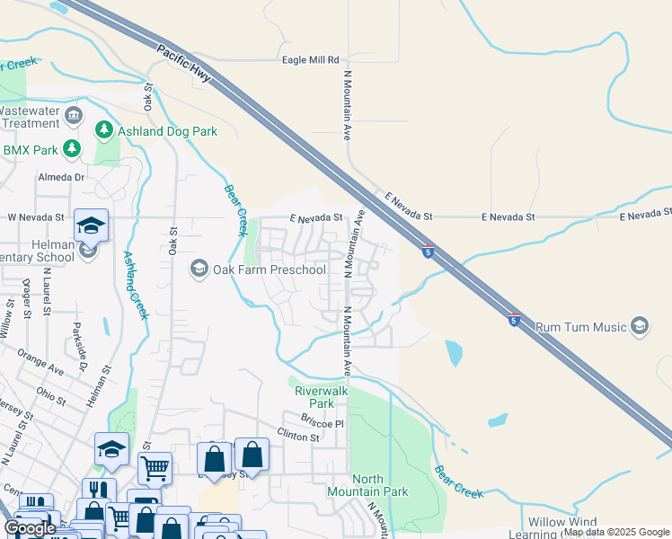 map of restaurants, bars, coffee shops, grocery stores, and more near 614 Fair Oaks Court in Ashland