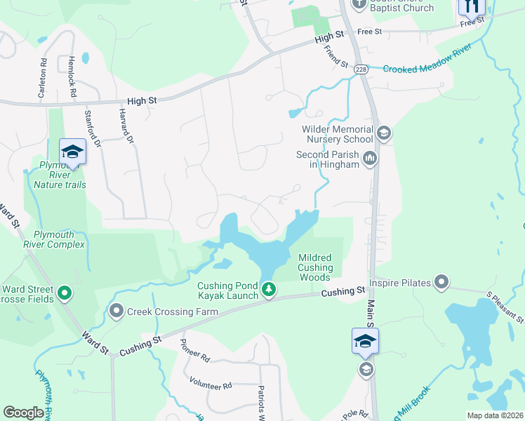 map of restaurants, bars, coffee shops, grocery stores, and more near 35 Howland Lane in Hingham