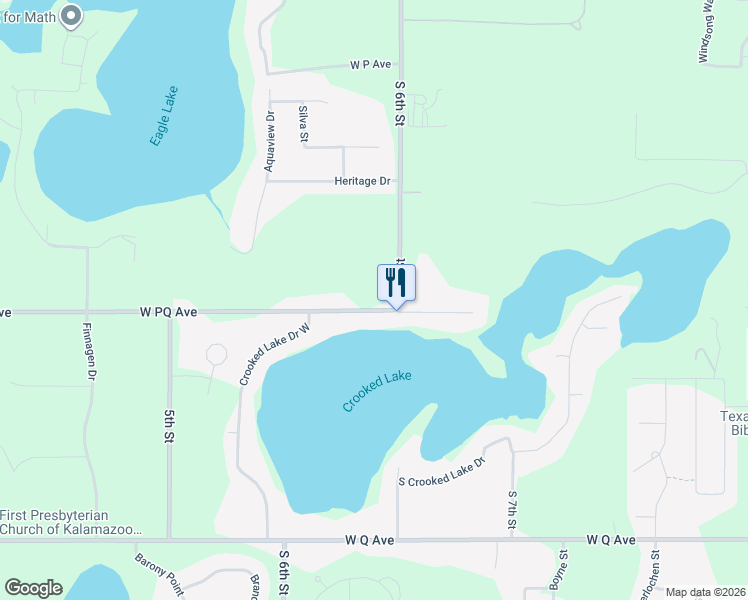 map of restaurants, bars, coffee shops, grocery stores, and more near 8013 West P Q Avenue in Kalamazoo